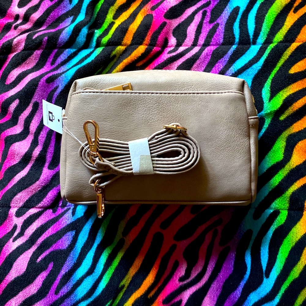 Fashion Puzzle Taupe Small Crossbody Bag